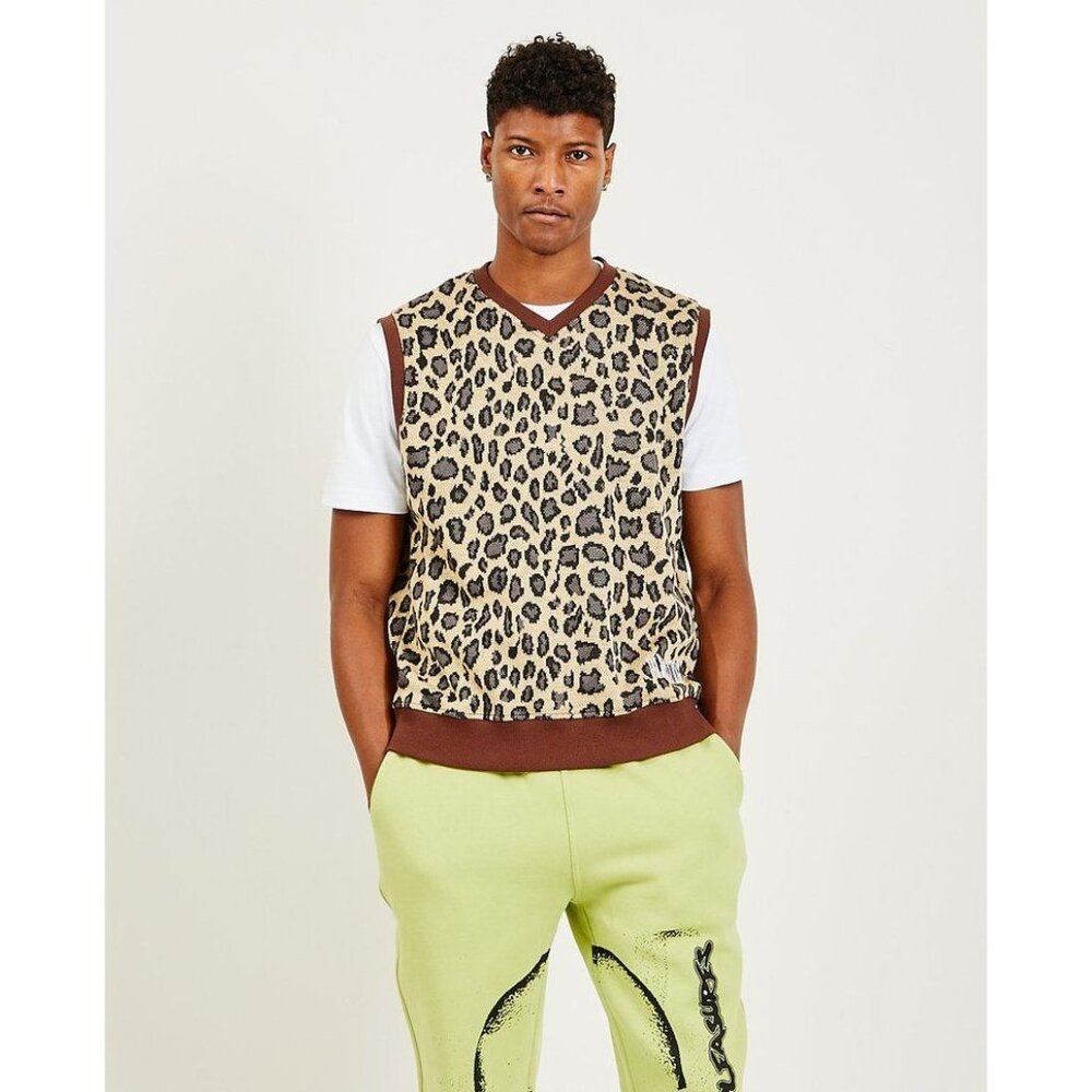 NWT PLEASURES SURVIVAL CHEETAH SWEATER VEST LARGE